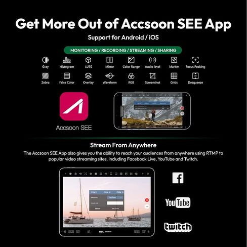 جهاز إرسال الفيديو اللاسلكي ACCSOON CineView Nano 1080p 60fps ≥0.06s زمن الوصول 500 قدم يصل إلى 4 أجهزة مراقبة in Kuwait