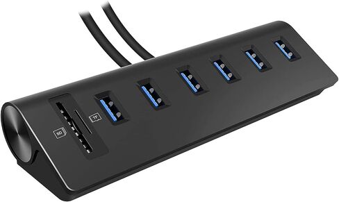 CATECK USB 3.0 Hub, Aluminum Hub with 6 USB 3.0 Ports+SD/TF Card Solts+5V/4A High Capacity Power Supply for Mac, Mac Book Air, Mac Pro,Mac Book Pro, Mac Book, Mac Mini, PCs and Laptops (Black) in Kuwait