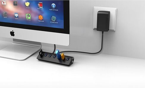 CATECK USB 3.0 Hub, Aluminum Hub with 6 USB 3.0 Ports+SD/TF Card Solts+5V/4A High Capacity Power Supply for Mac, Mac Book Air, Mac Pro,Mac Book Pro, Mac Book, Mac Mini, PCs and Laptops (Black) in Kuwait