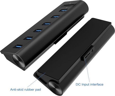 CATECK USB 3.0 Hub, Aluminum Hub with 6 USB 3.0 Ports+SD/TF Card Solts+5V/4A High Capacity Power Supply for Mac, Mac Book Air, Mac Pro,Mac Book Pro, Mac Book, Mac Mini, PCs and Laptops (Black) in Kuwait