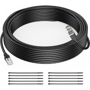 Cat7 Ethernet Cable 66 ft - Braided High Speed Cat 7 Internet Cord, 10Gbps 1000Mhz STP RJ45 LAN Cable Shielded in Wall, Indoor&Outdoor Network Cable for Router/Gaming/Modem/WiFi Bridge/PoE in Kuwait