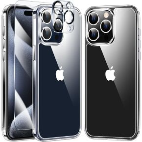 FNTCASE لحافظة هاتف iPhone 15-Pro-Max: حافظة شفافة مضادة للأصفر لهاتف iPhone 15 Pro Max | جراب هاتف شفاف بحماية من الدرجة العسكرية ومقاوم للصدمات والخدش مقاس 6.7 بوصة in Kuwait