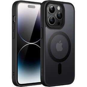 JETech Magnetic Case for iPhone 14 Pro 6.1-Inch Compatible with MagSafe, Translucent Matte Back Slim Shockproof Phone Cover (Black)