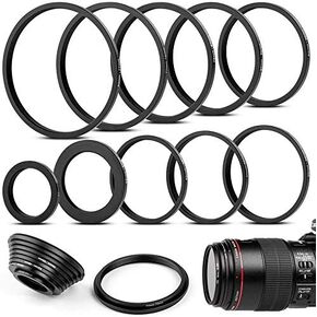 10 Pieces Metal Step-Down Adapter Rings Kit Lens Filter Stepping Adapter Rings Set for DSLR Camera in Kuwait