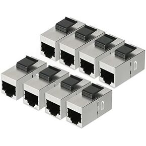 8 حزم مقابس CAT 6a Keystone من Uptell ، وصلات RJ45 أنثى إلى أنثى مستقيم محمي في خط Cat6A كابل شبكة ايثرنت وحدة الفضة in Kuwait