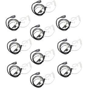XFOX® M1PE1010 PTT Clear Acoustic Coil Tube Earpiece 1Pin 2.5mm Plug FBI Style Earphone with Push to Talk and Mic for Motorola Cobra Walkie Talkie Two Way Radios T6200C T5800 MH230R MT350R etc
