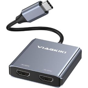 USB C to Dual HDMI Adapter 4K@120Hz/60Hz,Viagkiki Type C to Dual HDMI Monitor Adapter for MacBook Pro/Air,Dell XPS 13/15, Lenovo Yoga,etc[Compatible Thunderbolt 3] in Kuwait