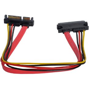 cablecc SATA 3.0 7+15 22 Pin SATA Male to Female Data Power Extension Cable 30cm Red Color