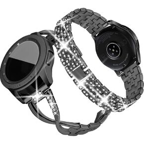 SUPOIX متوافق مع ساعة Samsung Galaxy Watch 6 5 4 40mm 44mm /Galaxy Watch 42mm/Galaxy 3 41mm/Active 2 Band، 2 حزمة 20 مم للنساء حزام بديل معدني لامع (فضي)