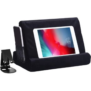 2pcs Multi-Angle Tablet Holder Cushion Stand with Net Pocket & Black Color Phone Stands Upgraded Tablet Pad Support for Phone,Pad,Books (Black)