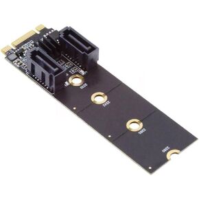 Cablecc PCI Express NGFF Key B+M to SATA 3.0 6Gbps Dual Ports Vertical Adapter Converter Hard Drive Extension Card JMB582 2230 2242 2260 2280