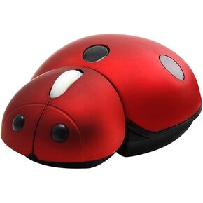 elec Space Mini Small Wireless Mouse for Kids, Cute Animal Ladybug Shape 3000DPI Portable Mobile Optical Mouse with USB Receiver Cordless Mouse for PC Mac Laptop Computer Notebook (Blue)