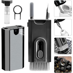 مجموعة تنظيف لوحة المفاتيح 8 في 1، منظف لوحة المفاتيح المحمول مع فرشاة، مجموعة تنظيف إلكترونية متعددة الوظائف للوحة المفاتيح، سماعة الأذن، الكمبيوتر المحمول، الهاتف، شاشة الكمبيوتر، Airpod، الكمبيوتر اللوحي، شاشة اللمس (أسود) in Kuwait