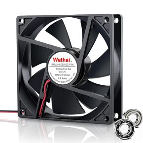 Wathai 12V 92mm 92x25mm DC Brushless Cooling Fan 3Pin High Perfomance for Computer case, Wine Fridge, Inverter DIY Ventilation Exhaust Projects 2 Pack