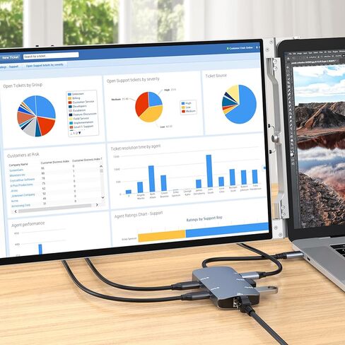 LIMINK USB C Docking Station Dual Monitor, 6 in 1 USB C Hub for 3 Monitor, 4K@60HZ 2Type-C, 5Gbps 2USB A 3.0, RJ45 Ethernet, Triple Monitor Multiport Adapter, Compatible with Windows/MacOS in Kuwait