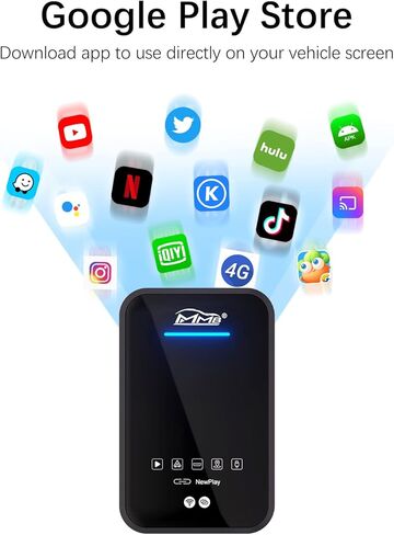 صندوق فيديو كاربلاي لاسلكي 3rd من ام ام بي، صندوق كاربلاي ايه اي مع نظام اندرويد 11، 4+64GB، اندرويد تلقائي، مخرج HDMI، نظام تحديد المواقع المدمج، يدعم فقط السيارة مع كاربلاي سلكي او اي ام in Kuwait