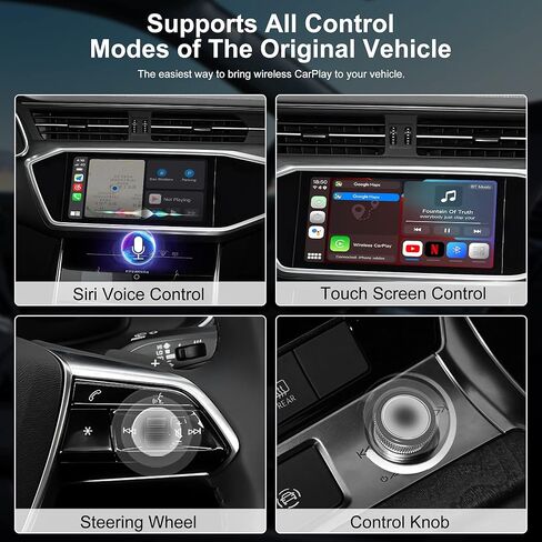 صندوق فيديو كاربلاي لاسلكي 3rd من ام ام بي، صندوق كاربلاي ايه اي مع نظام اندرويد 11، 4+64GB، اندرويد تلقائي، مخرج HDMI، نظام تحديد المواقع المدمج، يدعم فقط السيارة مع كاربلاي سلكي او اي ام in Kuwait