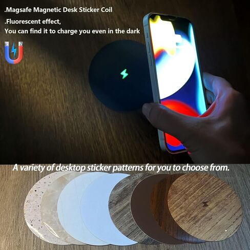 WLICNE Magnetic Invisible Wireless Charger 8-30MM, Under Desk 15W Furniture Wireless Charging Pad for Magsafe iPhone 14/13/ 12/airpods3 and Android Phone Wireless Charging(with PD Adapter) in Saudi Arabia