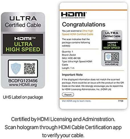 Zeskit Maya 2.1 HDMI Cable 10+ft 4m CL3 In Wall, 4K120 8K 48Gbps Gaming eARC Ethernet, Certified Ultra High Speed HDR VRR HDCP 2.2 2.3 Compatible with Dolby Vision Atmos Soundbar RTX Apple TV Xbox PS5 in Saudi Arabia