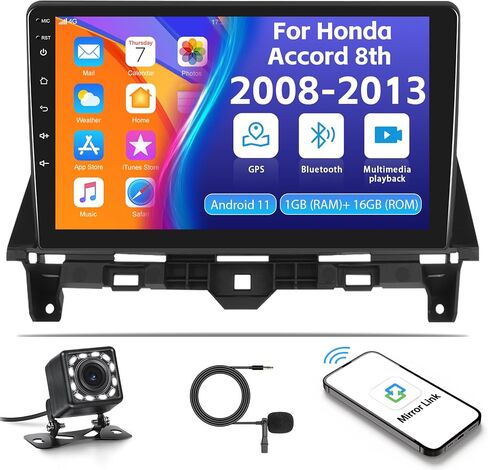 ستيريو سيارة Android 10 لسيارة Honda Accord 8th 2008-2013، 10 بوصة تعمل باللمس وراديو ستيريو للسيارة داخل لوحة القيادة ونظام تحديد المواقع العالمي (GPS) مع وصلة مرآة بلوتوث واي فاي FM/RDS SWC+كاميرا احتياطية + ميكروفون in Saudi Arabia