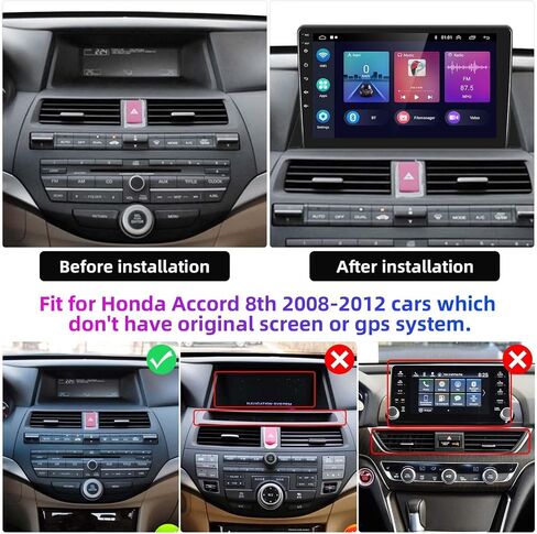 ستيريو سيارة Android 10 لسيارة Honda Accord 8th 2008-2013، 10 بوصة تعمل باللمس وراديو ستيريو للسيارة داخل لوحة القيادة ونظام تحديد المواقع العالمي (GPS) مع وصلة مرآة بلوتوث واي فاي FM/RDS SWC+كاميرا احتياطية + ميكروفون in Saudi Arabia