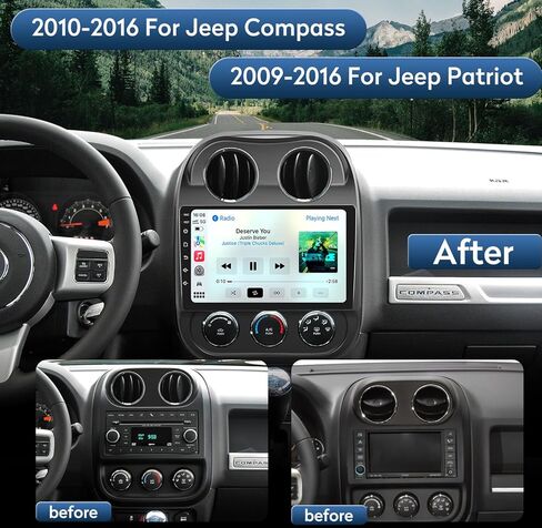 راديو سيارة Android 11 2G+32G لسيارة Jeep Patriot Compass 2010-2016، شاشة لمس IPS 1280x800 10.1 بوصة مع Carplay لاسلكي وAndroid Auto، مع GPS 5.0 Bluetooth SWC WiFi DSP لراديو Jeep Patriot in Kuwait
