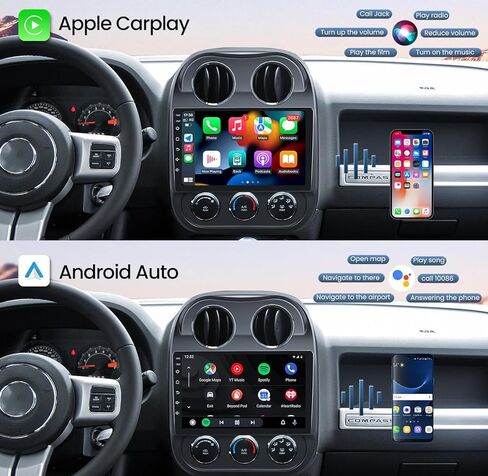 راديو سيارة Android 11 2G+32G لسيارة Jeep Patriot Compass 2010-2016، شاشة لمس IPS 1280x800 10.1 بوصة مع Carplay لاسلكي وAndroid Auto، مع GPS 5.0 Bluetooth SWC WiFi DSP لراديو Jeep Patriot in Kuwait