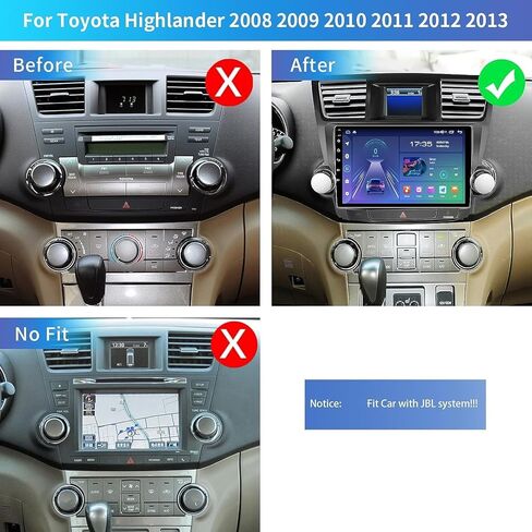 10.1 بوصة 4+32 جيجابايت راديو السيارة ستيريو لتويوتا هايلاندر 2008-2014 أندرويد 13 كاربلاي أندرويد شاشة تعمل باللمس مع نظام تحديد المواقع 48EQ النسخ المتطابق الخلفي 1080P SWC (مع نظام JBL) in Kuwait