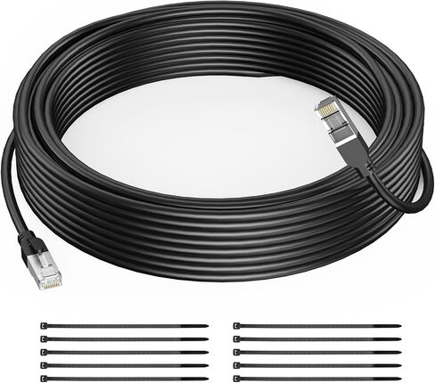 Cat7 Ethernet Cable 66 ft - Braided High Speed Cat 7 Internet Cord, 10Gbps 1000Mhz STP RJ45 LAN Cable Shielded in Wall, Indoor&Outdoor Network Cable for Router/Gaming/Modem/WiFi Bridge/PoE in Kuwait