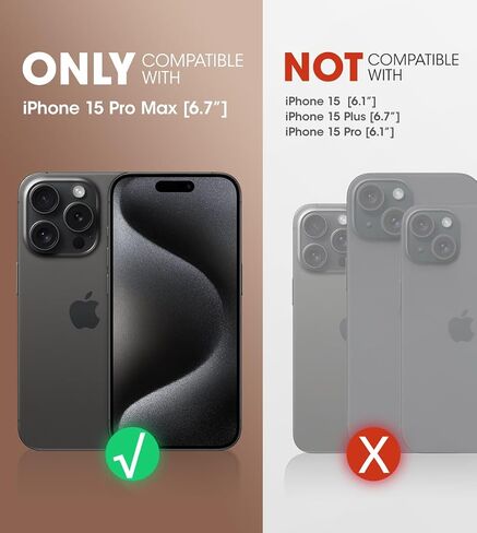 SUPCASE for iPhone 15 Pro Max Case with Stand & Screen Protector, Black | Detachable Belt Clip, Military-Grade Protection, Full Body Heavy Duty Phone Case for iPhone 15 Pro Max, Unicorn Beetle Pro in Kuwait