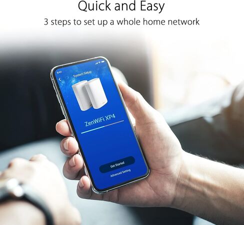 نظام ASUS ZenWiFi AX Hybrid Powerline Mesh WiFi6 (XP4) 2PK - تغطية منزلية كاملة تصل إلى 5,500 قدم مربع. & 6+ غرف للجدران السميكة، وAiMesh، وأمان مجاني مدى الحياة، وإعداد سهل، ومعيار HomePlug AV2 MIMO in Kuwait