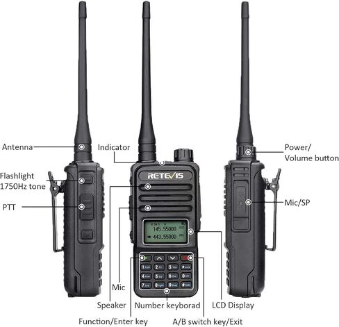 Retevis RT85 Walkie Talkies Long Range, Dual Band 200 Channels High Power 2 Way Radios, DTMF Remote Stun ANI Handheld Two Way Radio Rechargeable, for Hiking Hunt(2 Pack) in Kuwait