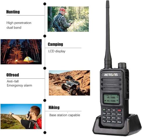 Retevis RT85 Walkie Talkies Long Range, Dual Band 200 Channels High Power 2 Way Radios, DTMF Remote Stun ANI Handheld Two Way Radio Rechargeable, for Hiking Hunt(2 Pack) in Kuwait