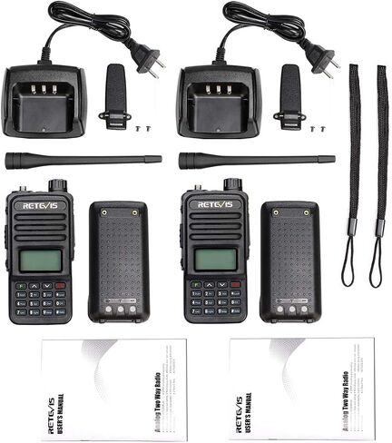 Retevis RT85 Walkie Talkies Long Range, Dual Band 200 Channels High Power 2 Way Radios, DTMF Remote Stun ANI Handheld Two Way Radio Rechargeable, for Hiking Hunt(2 Pack) in Kuwait