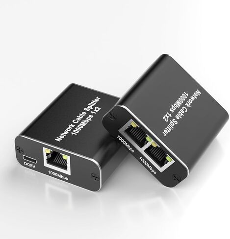 موزع إيثرنت RJ45 من 1 إلى 2، مقسم شبكة جيجابت مع كابل طاقة USB، مقسم إنترنت RJ45 بسرعة 1000 ميجابت في الثانية لكابل Cat 5/5e/6/7/8 [جهازان للشبكات في نفس الوقت] in Kuwait