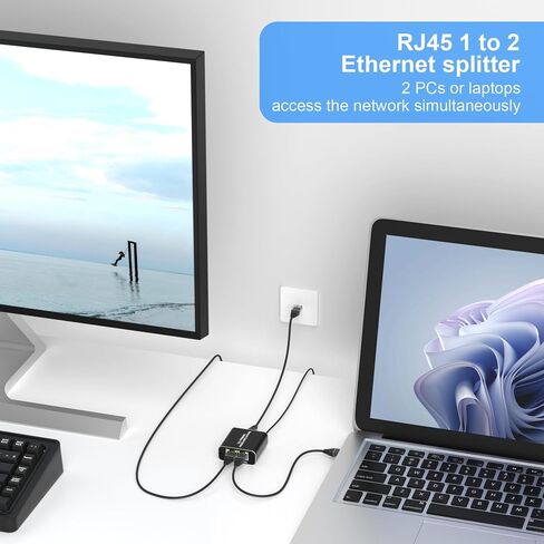 موزع إيثرنت RJ45 من 1 إلى 2، مقسم شبكة جيجابت مع كابل طاقة USB، مقسم إنترنت RJ45 بسرعة 1000 ميجابت في الثانية لكابل Cat 5/5e/6/7/8 [جهازان للشبكات في نفس الوقت] in Kuwait