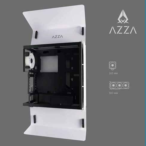 حافظة كمبيوتر AZZA CAST - برج متوسط ​​ATX بأجنحة من الألومنيوم وألواح أمامية شبكية ولوحة، وهيكل مفتوح بإطار قابل للفصل وتصميم خارجي قابل للتخصيص، ودعم مشعاع 360 مم، ومروحة خلفية ARGB مقاس 120 مم - أبيض in Kuwait