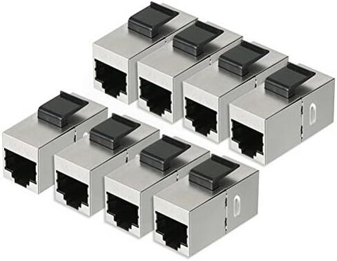 8 حزم مقابس CAT 6a Keystone من Uptell ، وصلات RJ45 أنثى إلى أنثى مستقيم محمي في خط Cat6A كابل شبكة ايثرنت وحدة الفضة in Kuwait