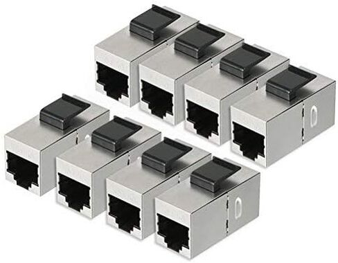 8 حزم مقابس CAT 6a Keystone من Uptell ، وصلات RJ45 أنثى إلى أنثى مستقيم محمي في خط Cat6A كابل شبكة ايثرنت وحدة الفضة in Kuwait