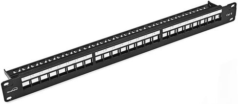 NavePoint 24-Port CAT6 UTP Patch Panel 1U with Keystones, Black in Saudi Arabia