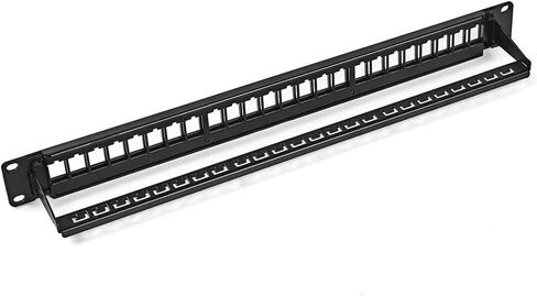 NavePoint 24-Port CAT6 UTP Patch Panel 1U with Keystones, Black in Saudi Arabia