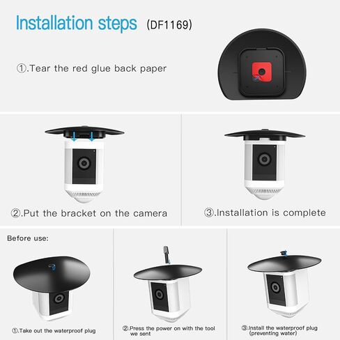 HOLACA Sun Rain Shade Camera Cover for Spotlight Camera Plus | Camera Shield Protective Case for Resistant UV, Easy to Install, Black in Saudi Arabia