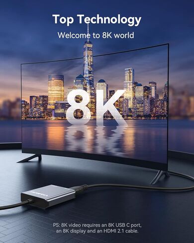 USB C to Dual HDMI Adapter 4K@120Hz/60Hz,Viagkiki Type C to Dual HDMI Monitor Adapter for MacBook Pro/Air,Dell XPS 13/15, Lenovo Yoga,etc[Compatible Thunderbolt 3] in Kuwait