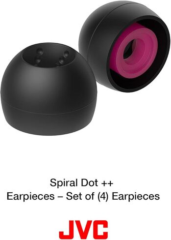 سماعات أذن JVC EPFX10 ذات نقاط حلزونية - مجموعة من (4) أطراف أذن، مقاسات صغيرة إلى كبيرة، تناسب العديد من موديلات JVC (صغيرة ومتوسطة) باللون الأسود in Kuwait