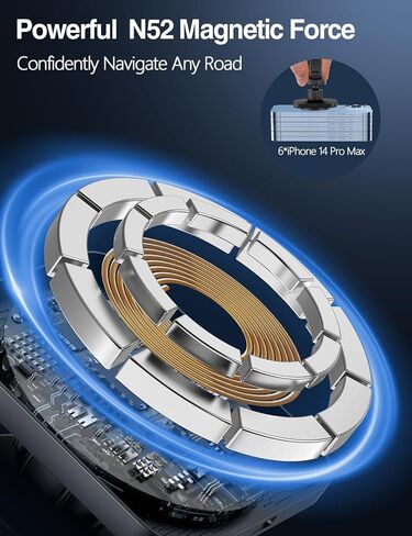 لشاحن MagSafe Car Mount Charger، شاحن سيارة لاسلكي بقدرة 15 وات، حامل هاتف مغناطيسي للسيارة بفتحة تهوية لسلسلة iPhone 15/14/13/12، مغناطيس N52 قوي، جلد PU، شريحة ذكية، شحن سريع، مع محول in Kuwait