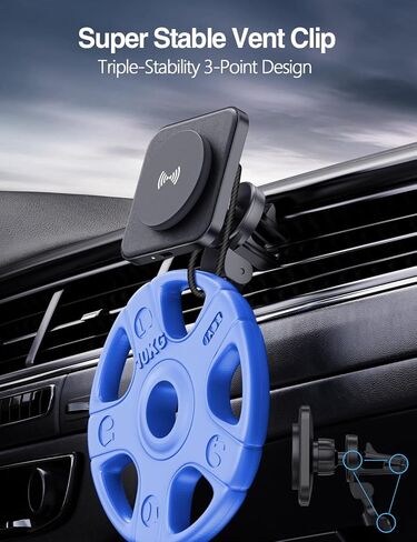 لشاحن MagSafe Car Mount Charger، شاحن سيارة لاسلكي بقدرة 15 وات، حامل هاتف مغناطيسي للسيارة بفتحة تهوية لسلسلة iPhone 15/14/13/12، مغناطيس N52 قوي، جلد PU، شريحة ذكية، شحن سريع، مع محول in Kuwait