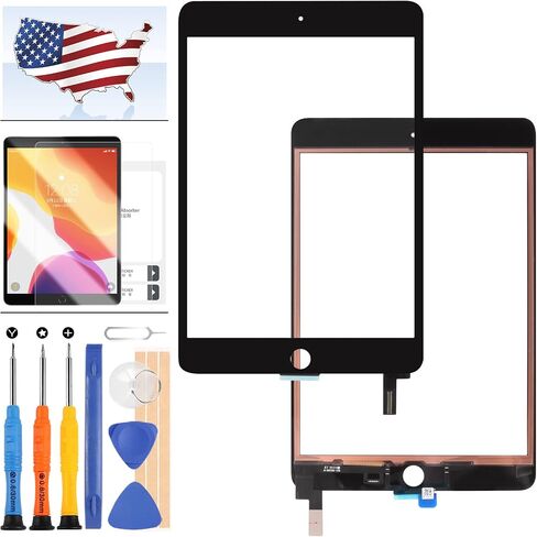 Screen Replacement for iPad Mini 4 7.9" A1538 A1550 Touch Screen Digitizer Glass Lens Panel Replacement Parts Kits with Tempered Glass +Free Tools(Without Home Button,LCD not Include). (Black) in Saudi Arabia
