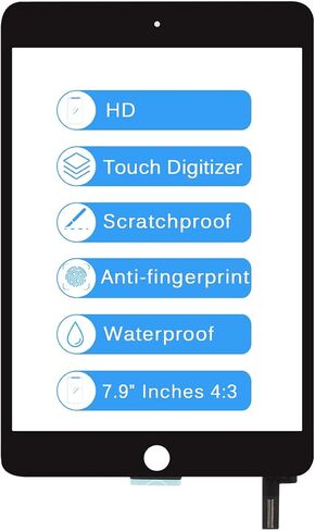 Screen Replacement for iPad Mini 4 7.9" A1538 A1550 Touch Screen Digitizer Glass Lens Panel Replacement Parts Kits with Tempered Glass +Free Tools(Without Home Button,LCD not Include). (Black) in Saudi Arabia