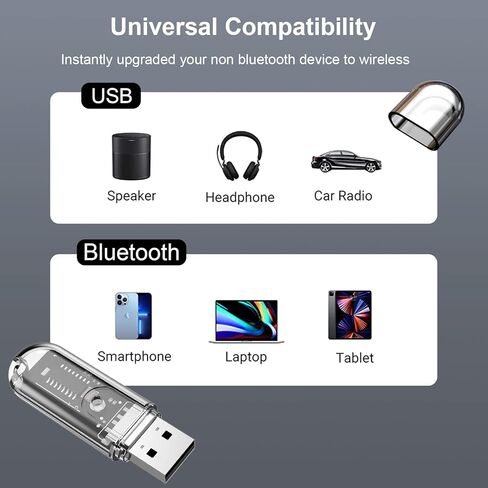 جهاز استقبال موسيقى بلوتوث صغير V5.3، محول صوت لاسلكي للسيارة، مصدر طاقة USB، طقم سيارة بلوتوث يدعم بث الموسيقى لنظام الصوت المنزلي، مكبر صوت السيارة in Kuwait
