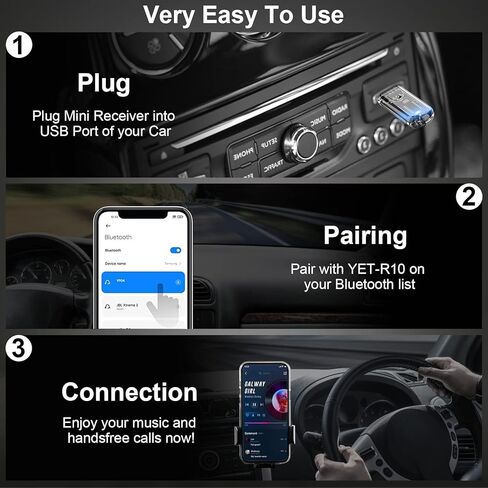 جهاز استقبال موسيقى بلوتوث صغير V5.3، محول صوت لاسلكي للسيارة، مصدر طاقة USB، طقم سيارة بلوتوث يدعم بث الموسيقى لنظام الصوت المنزلي، مكبر صوت السيارة in Kuwait